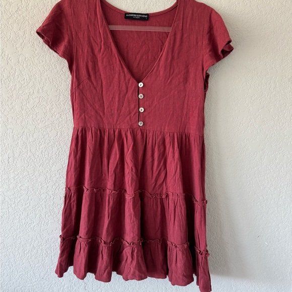 In the Beginning - Burgandy/Red dress with front bottoms and side zipper - Picture 8 of 8